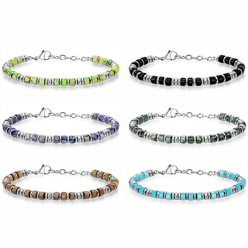 Vintage Fashion Wheel - Bracelet de perles en onyx noir
