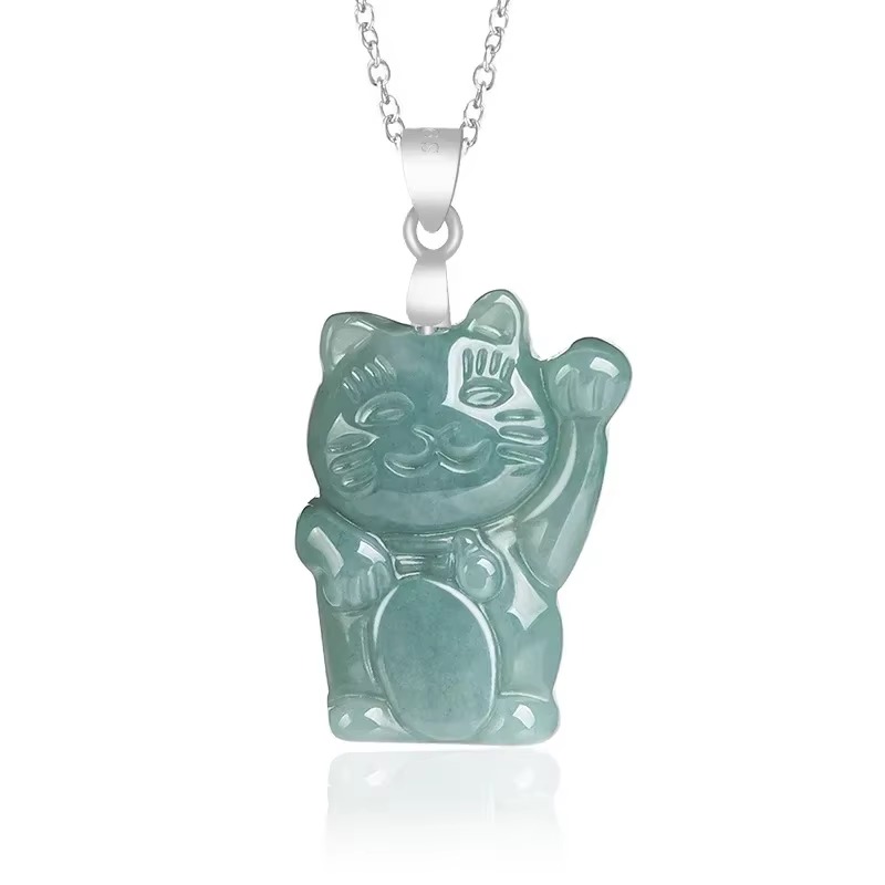 Vintage Fashion Guild - Pendentif chat de fortune bleu birman