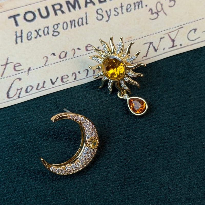 Vintage Fashion Jewelry Brands - Boucles d'oreilles Vintage en cristal jaune,