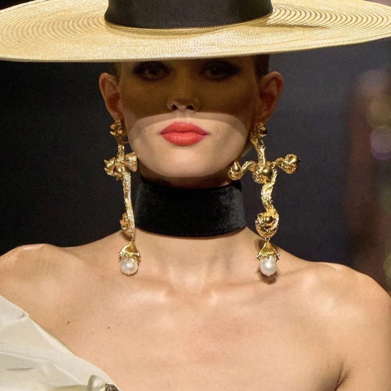 Vintage Fashion Jewelry Brands - Boucles d'oreilles pendantes en alliage métallique