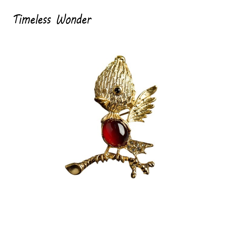 Vintage Fashion Runway - Broche oiseau en pierre géométrique rétro,