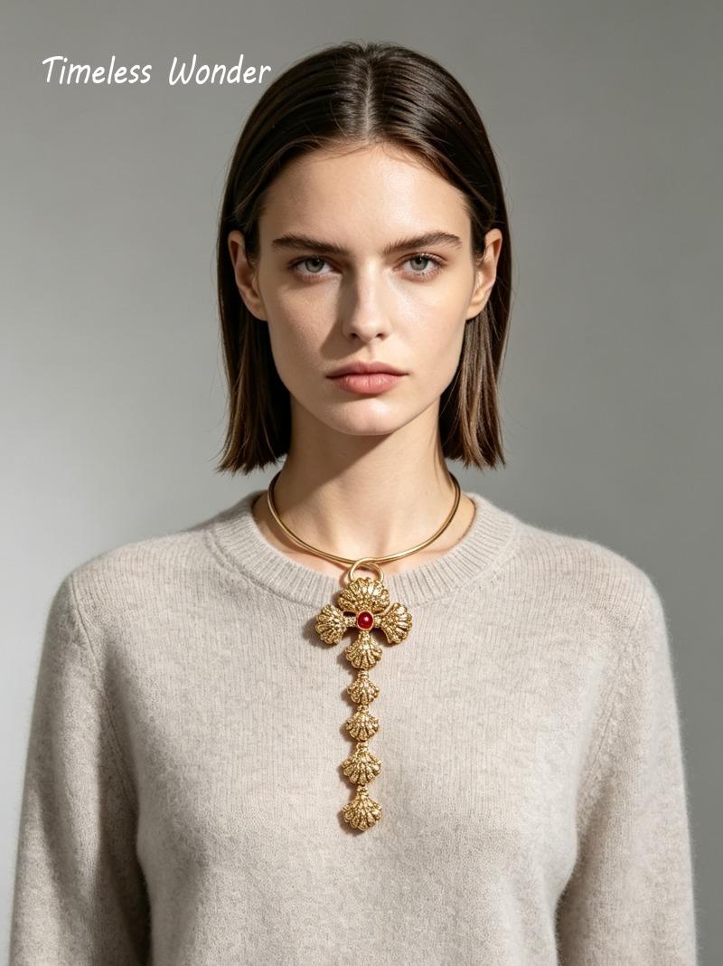 Vintage Fashion Runway - Collier floral en verre géométrique rétro