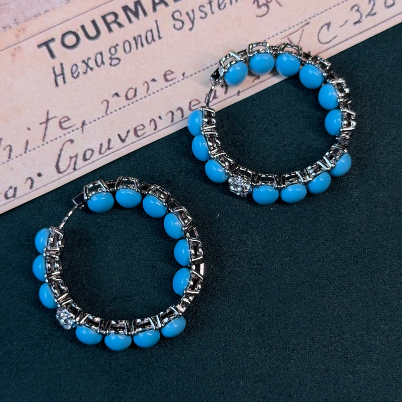 Vintage Fashion Jewelry Brands - Boucles d'oreilles vintage bleu turquoise, bijoux