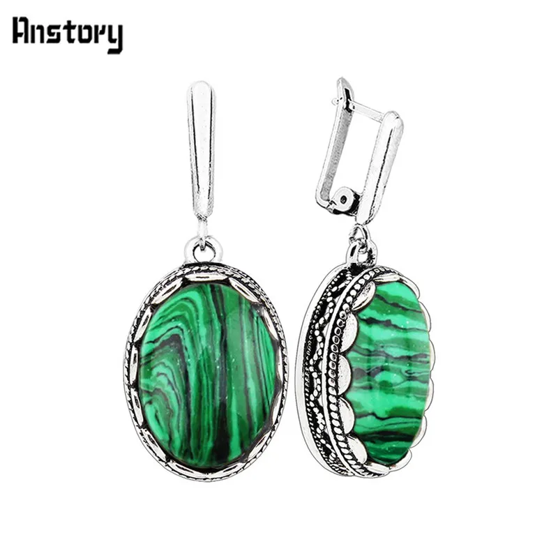 Flower Oval Malachite Dangle E - Vintage Fashion Look avis et prix