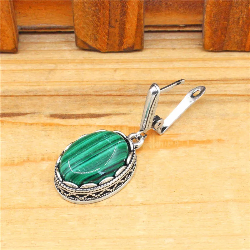 Flower Oval Malachite Dangle E - Vintage Fashion Look avis et prix