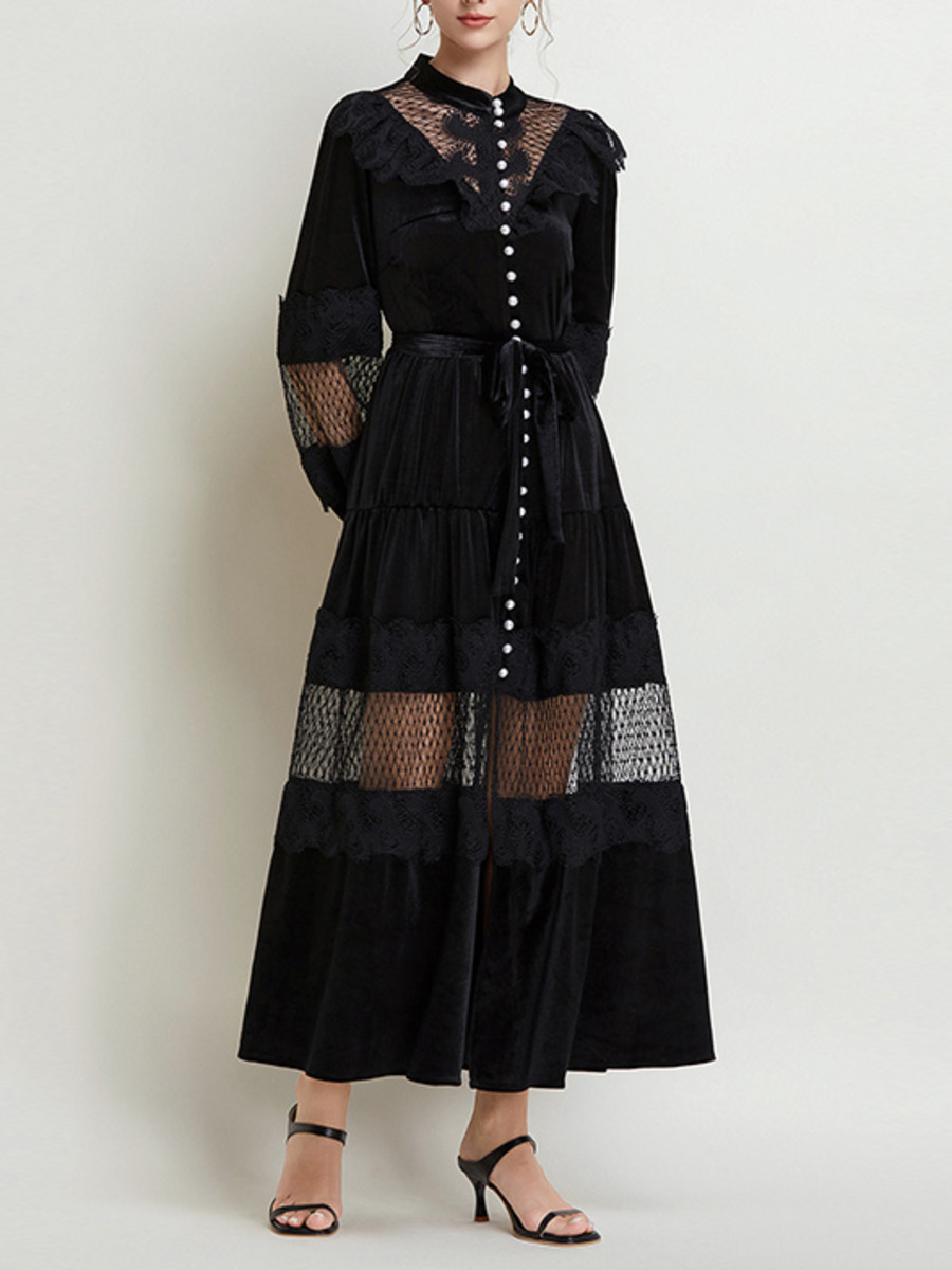 Robe de soirée en velours noir - Vintage Fashion Runway avis et prix